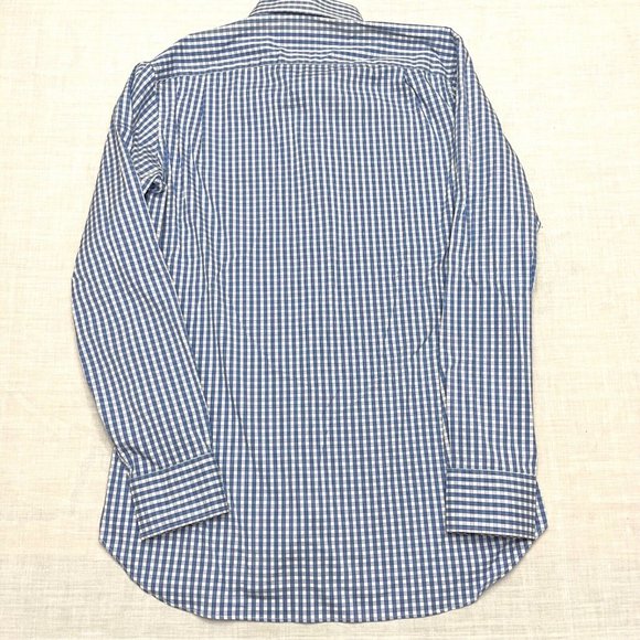 Bonobos Men's Stretch Slim Fit Blue Check Long Sleeve Shirt Size 15 1/2 - Picture 4 of 4